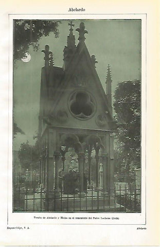 LAMINA De ESPASA 0048: Abelardo. Tumba de Abelardo y eloisa en Paris