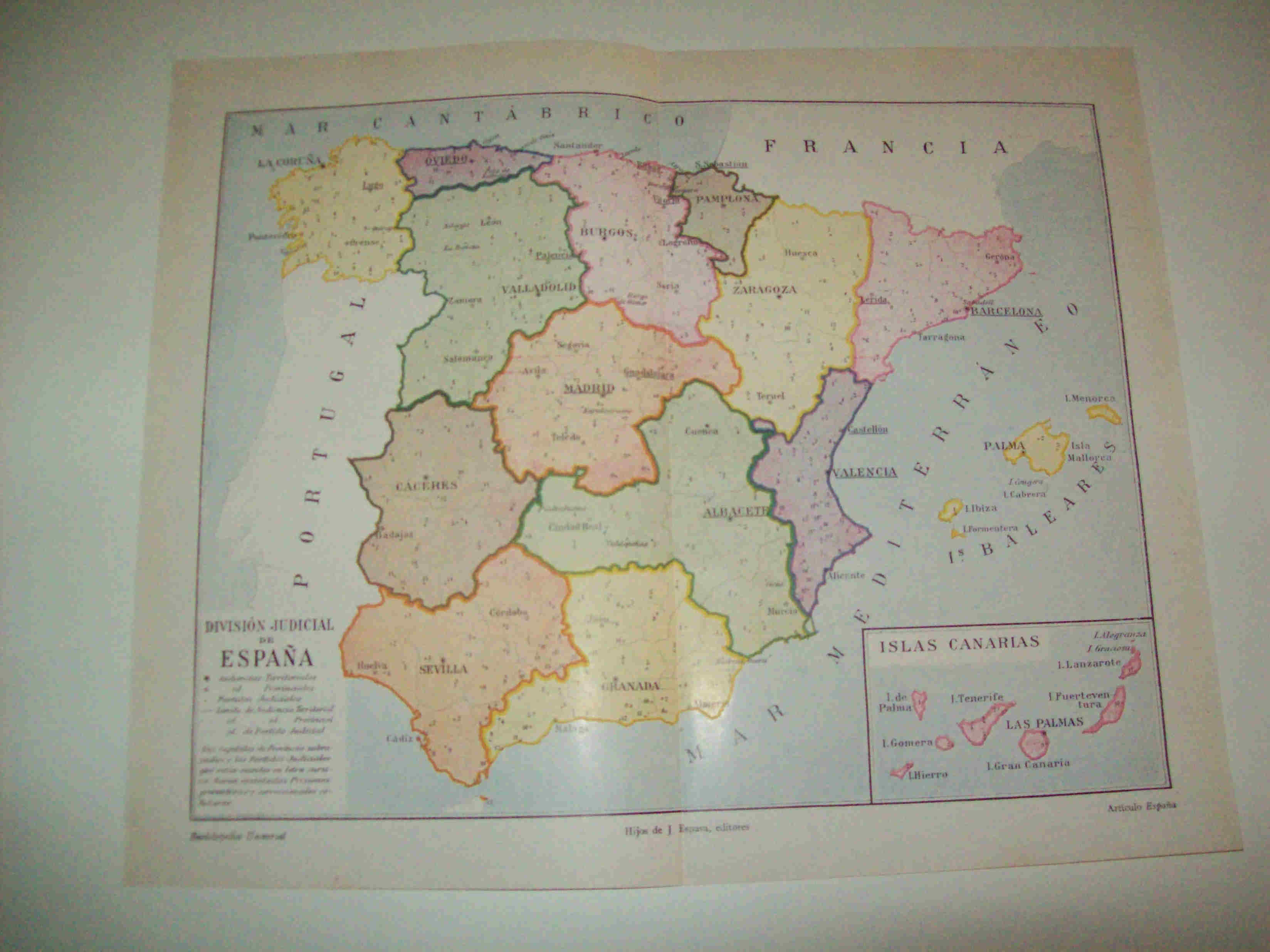 LAMINA ESPASA 10183: Mapa de la division judicial de España