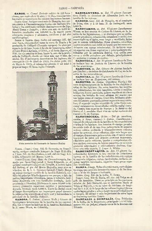 LAMINA ESPASA 12379: Vista del Santuario de Saronno Italia