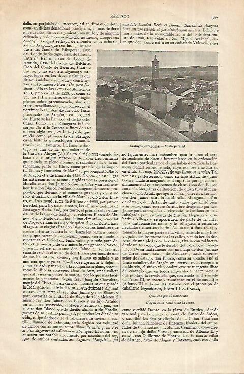 LAMINA ESPASA 12394: Vista de Sastago Zaragoza