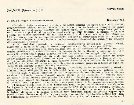LAMINA 2887: Datos sobre Gustavo Salvini en el Novedades