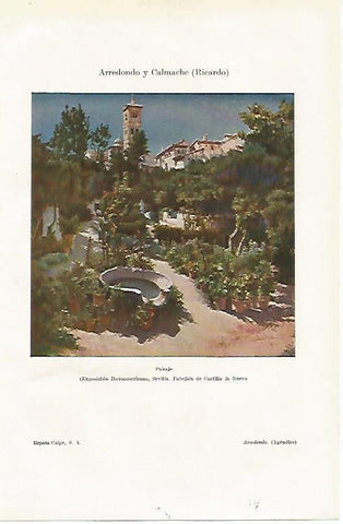 LAMINA ESPASA 19082: Paisaje por Arreondo y Calmache