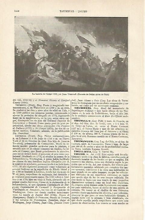 LAMINA ESPASA 20543: La batalla de Bunker Hill por Trumbull
