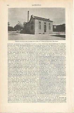 LAMINA ESPASA 1190: Pabellon de las cocinas de la Casa de la Maternidad Barcelona