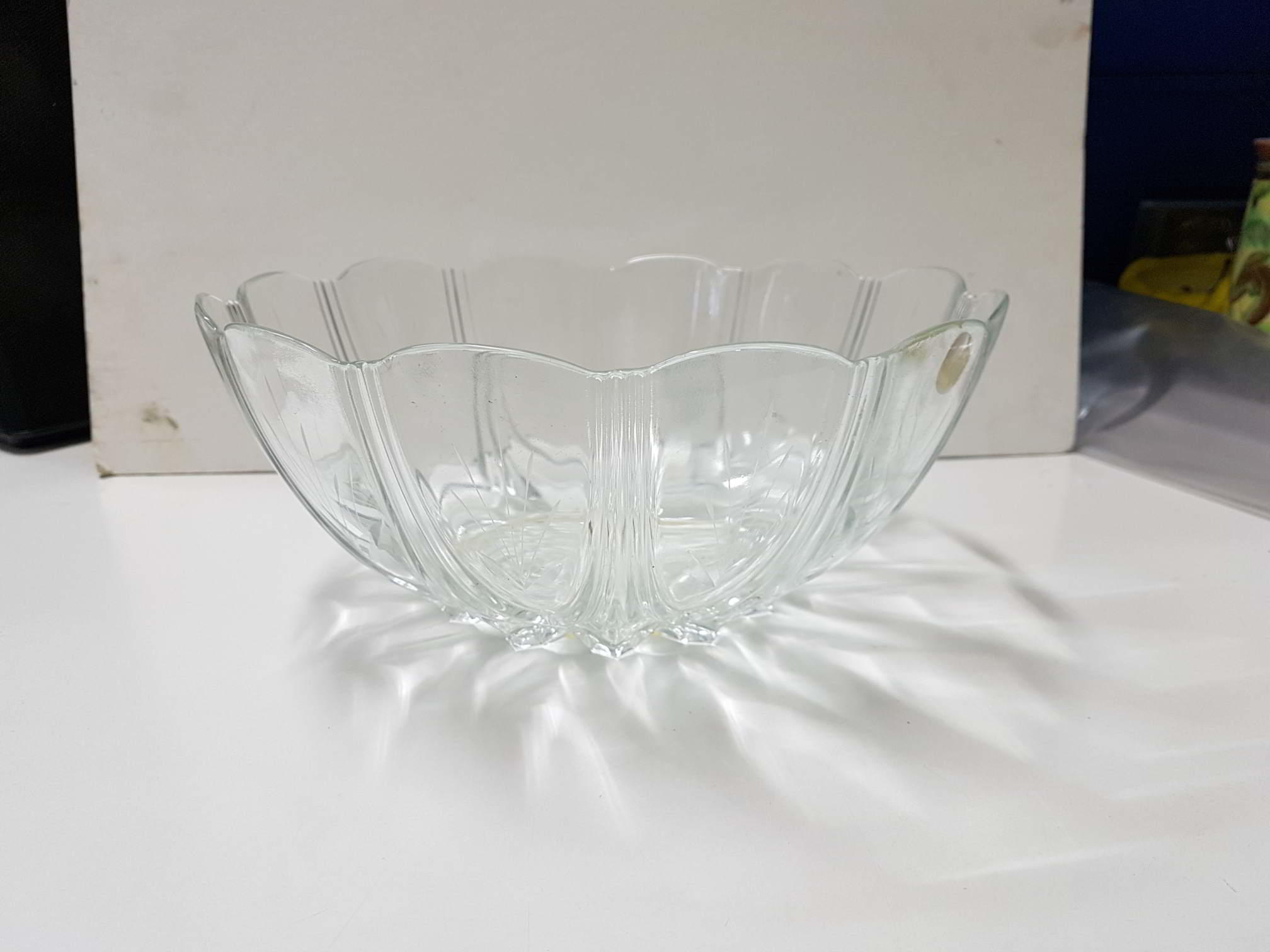 Frutero-Centro de mesa de cristal. Tallado a mano, de 24 cm de diametro