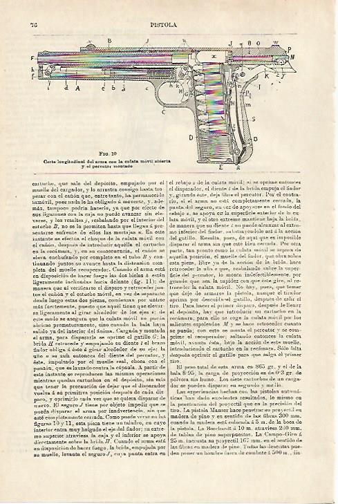 LAMINA ESPASA 27087: Corte longitudinal de una pistola