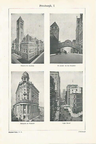 LAMINA ESPASA 27099: Palacio de la Justicia Puente y Estacion de Pittsburg