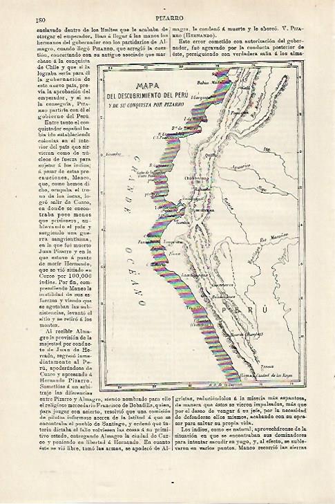 LAMINA ESPASA 27104: Mapa del descubrimiento de Peru