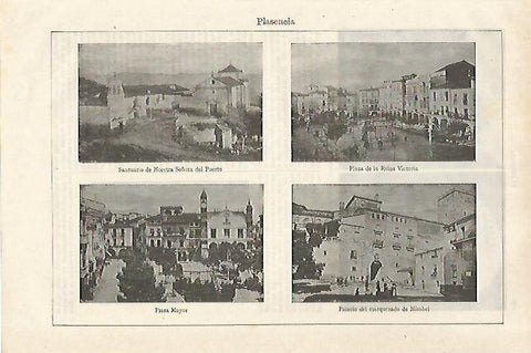 LAMINA ESPASA 27119: Santuario Plaza Reina Victoria y Plaza Mayor de Plasencia