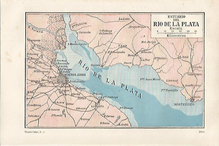 LAMINA ESPASA 27129: Mapa del estuario del rio de la Plata