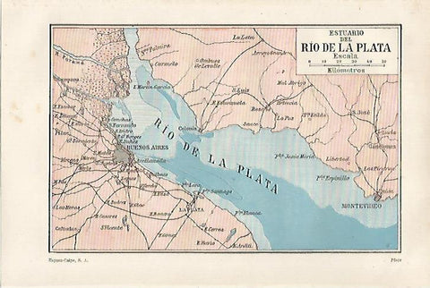 LAMINA ESPASA 27129: Mapa del estuario del rio de la Plata