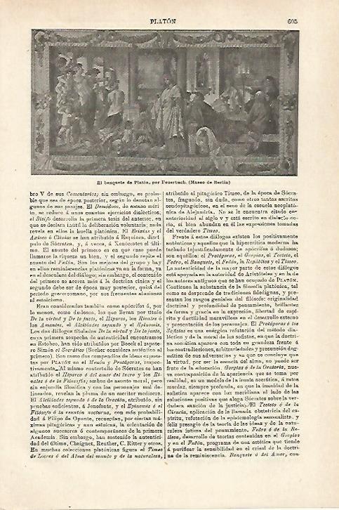 LAMINA ESPASA 27138: El banquete de Platon por Feuerbach