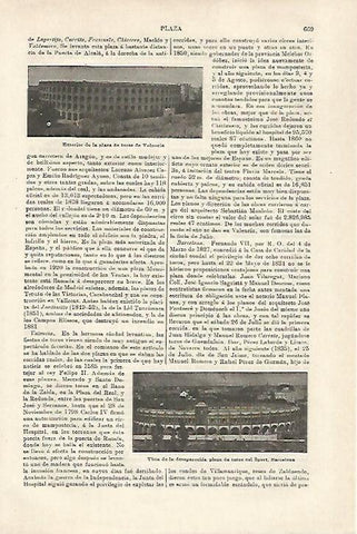 LAMINA ESPASA 27146: Plaza de toros de Valencia y de Sport de Barcelona