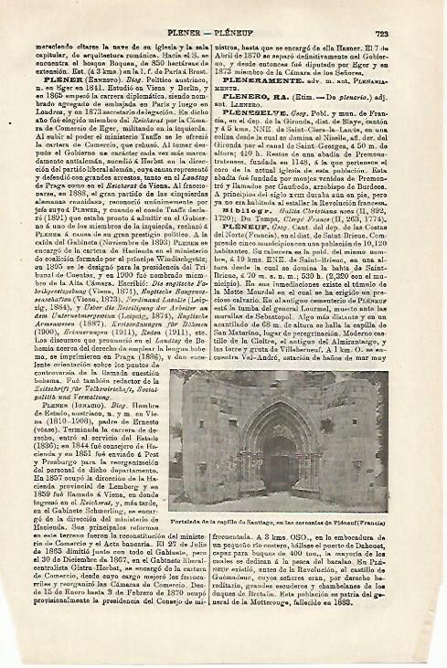 LAMINA ESPASA 27151: Capilla de Santiago en Pleneut Francia