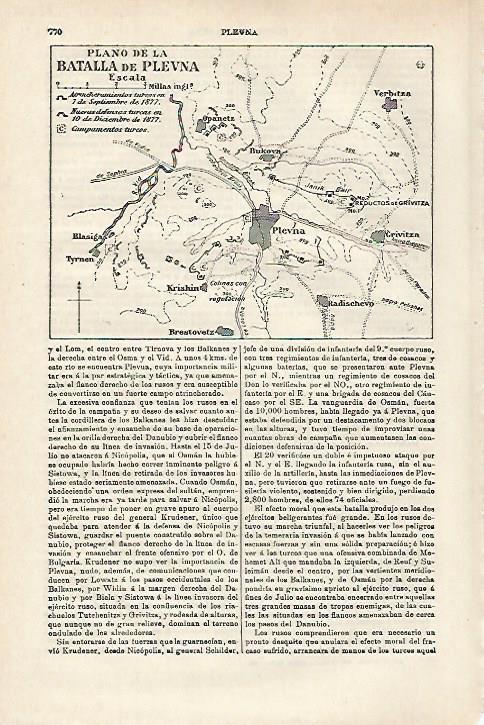 LAMINA ESPASA 27155: Plano de la Batalla de Plevna 1877