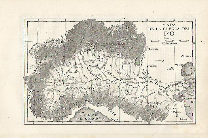 LAMINA ESPASA 27174: Mapa de la cuenca del Po