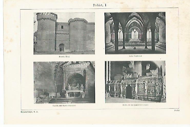 LAMINA ESPASA 27177: Vistas del Monasterio de Poblet