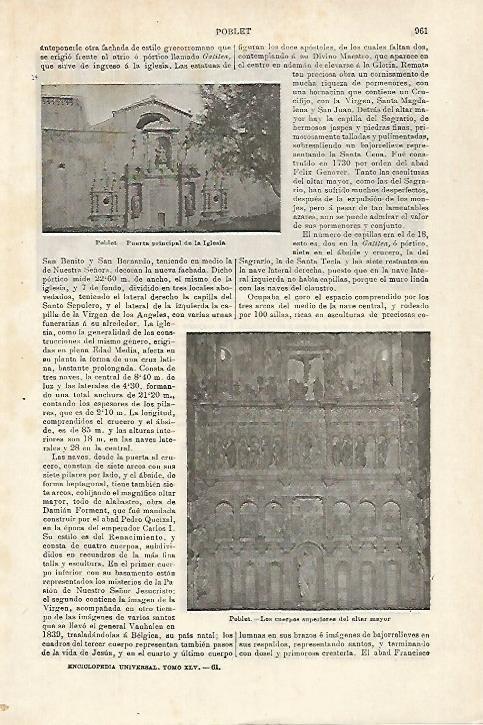 LAMINA ESPASA 27178: Puerta de la iglesia de Poblet