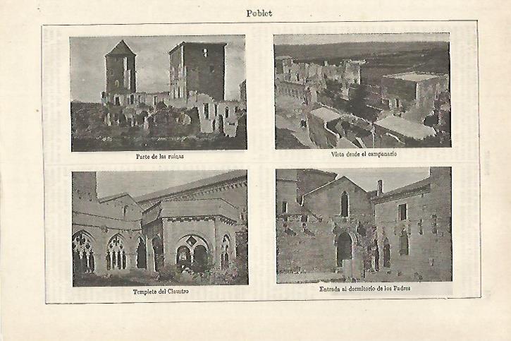 LAMINA ESPASA 27179: Ruinas y vistas del Monasterio de Poblet