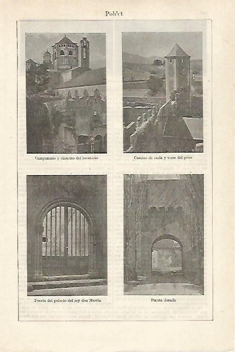 LAMINA ESPASA 27180: Campanario torre y puerta del Monasterio de  Poblet