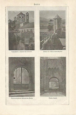 LAMINA ESPASA 27180: Campanario torre y puerta del Monasterio de  Poblet