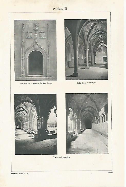 LAMINA ESPASA 27182: Capilla de Sant Jordi Biblioteca y claustro de Poblet