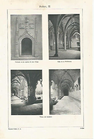 LAMINA ESPASA 27182: Capilla de Sant Jordi Biblioteca y claustro de Poblet