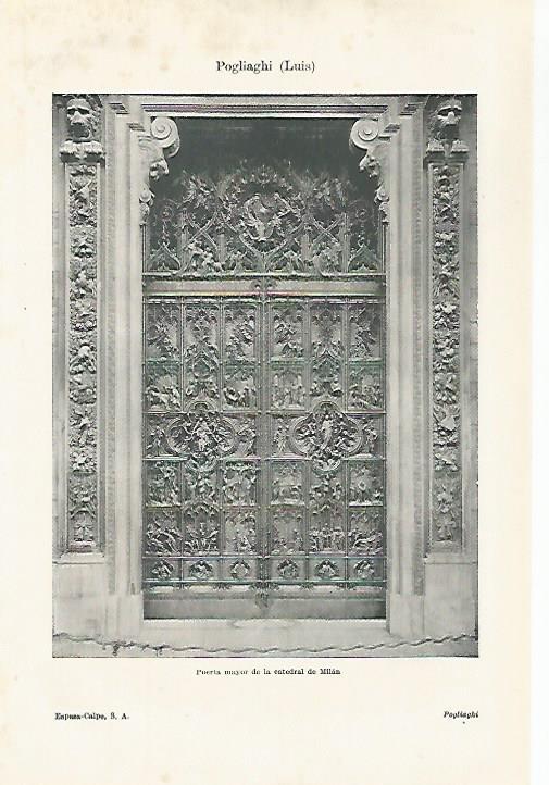 LAMINA ESPASA 27195: Puerta mayor de la Catedral de Milan por Pogliaghi