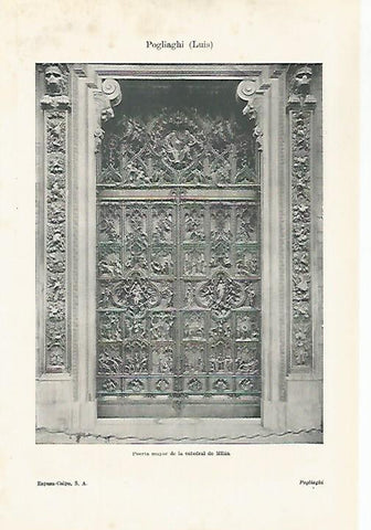 LAMINA ESPASA 27195: Puerta mayor de la Catedral de Milan por Pogliaghi