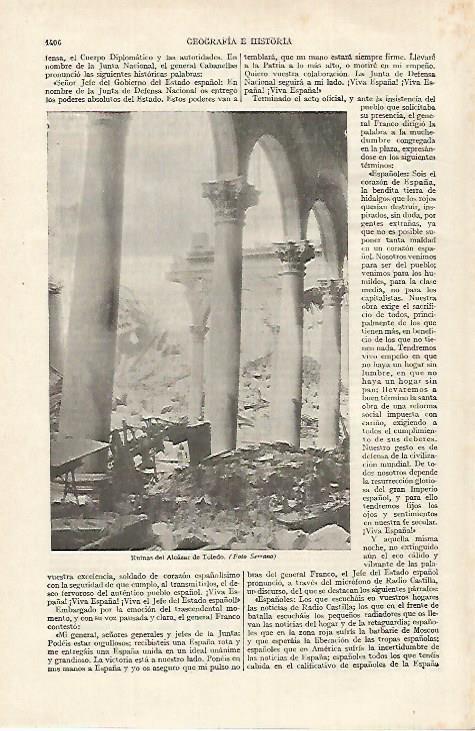 LAMINA ESPASA 27237: Ruinas del Alcazar de Toledo foto Serrano
