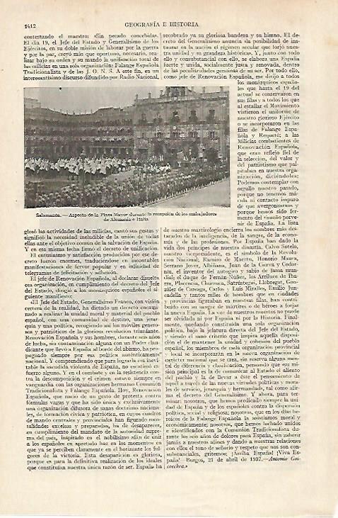 LAMINA ESPASA 27239: Plaza Mayor de Salamanca en la recepcion de los embajadores de Alemania e Italia
