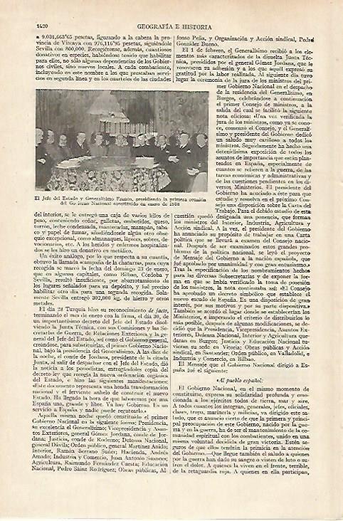 LAMINA ESPASA 27244: Franco y el Jefe del Estado en 1938