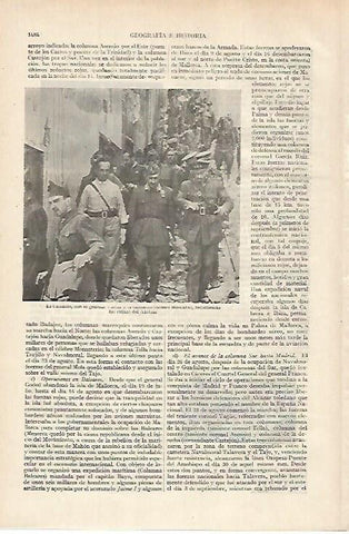LAMINA ESPASA 27258: Franco recorriendo las ruinas del Alcazar de Toledo