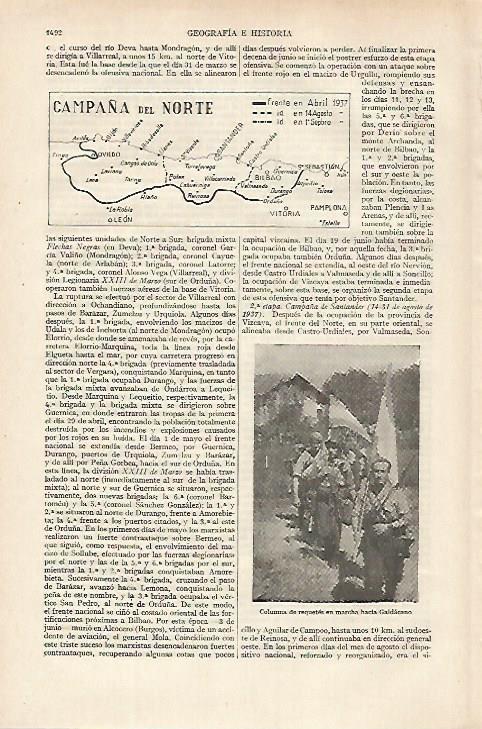 LAMINA ESPASA 27262: Mapa de la Campaña del Norte abril 1937