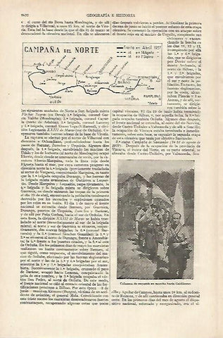 LAMINA ESPASA 27262: Mapa de la Campaña del Norte abril 1937