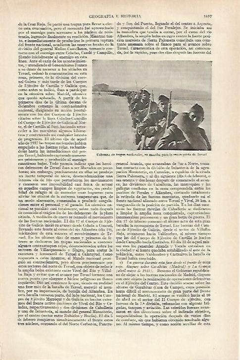 LAMINA ESPASA 27265: Columna de tropas nacionales en Teruel