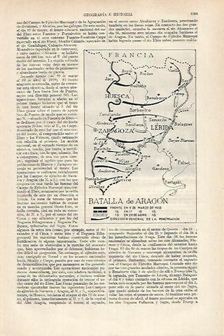 LAMINA ESPASA 27267: Mapa de la Batalla de Aragon 1938