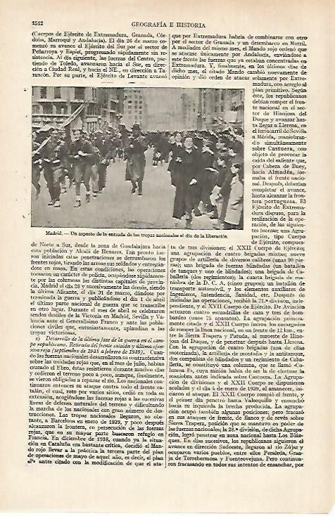 LAMINA ESPASA 27271: Entrada de tropas nacionales en Madrid