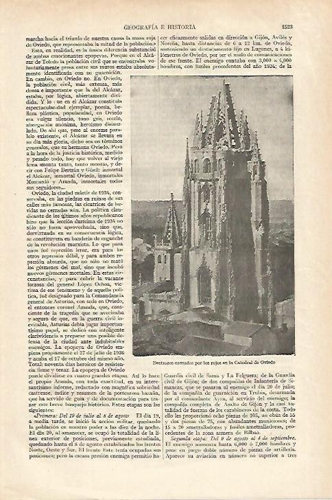 LAMINA ESPASA 27275: Destrozos de la guerra en la Catedral de Oviedo