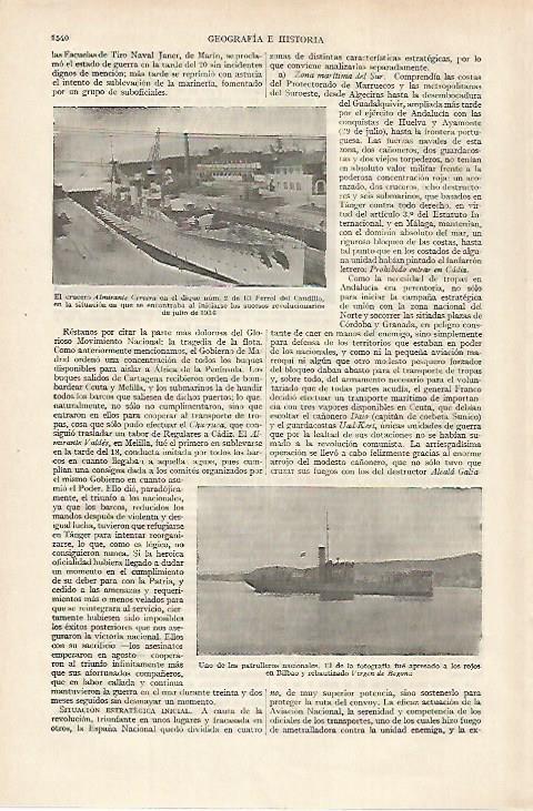 LAMINA ESPASA 27278: El crucero Almirante Cervera en El Ferrol