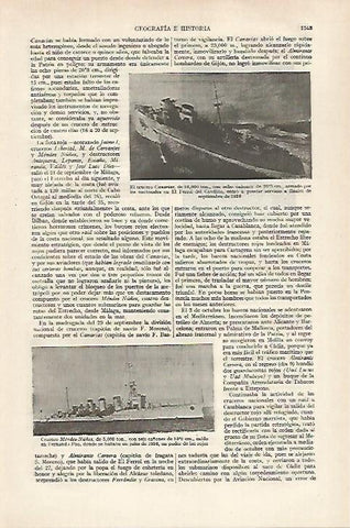LAMINA ESPASA 27280: El crucero Canarias en 1936