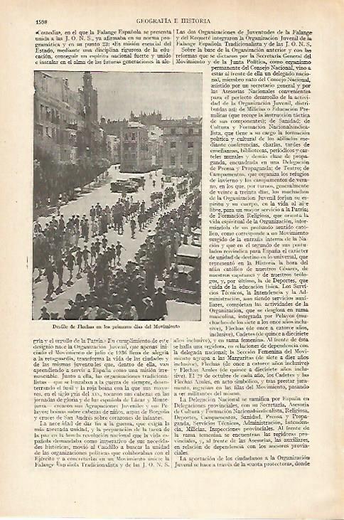 LAMINA ESPASA 27296: Desfile de Flechas en los primeros dias del Movimiento Franquista