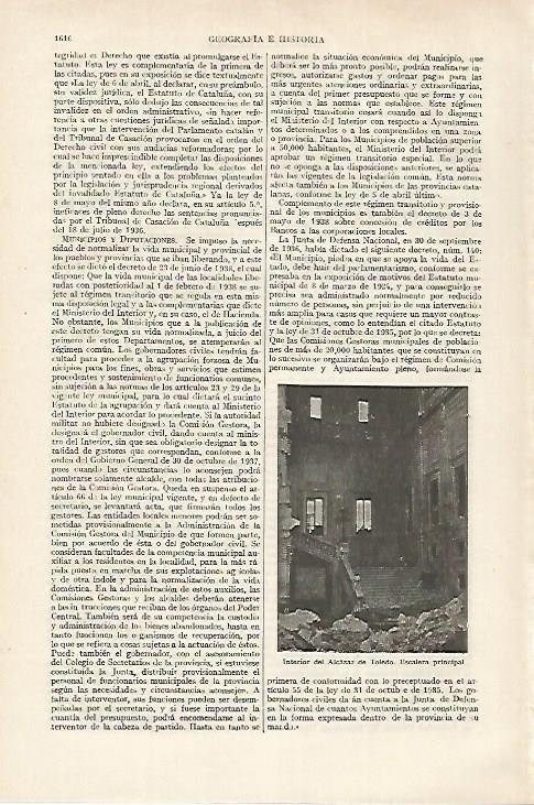 LAMINA ESPASA 27300: Interior del Alcazar de Toledo en la Guerra Civil
