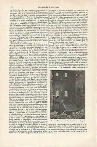 LAMINA ESPASA 27300: Interior del Alcazar de Toledo en la Guerra Civil