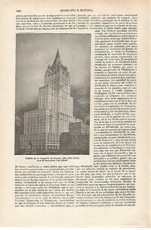LAMINA ESPASA 27305: Edificio de la Compañia de Seguros The New Yorkpor Gilbert