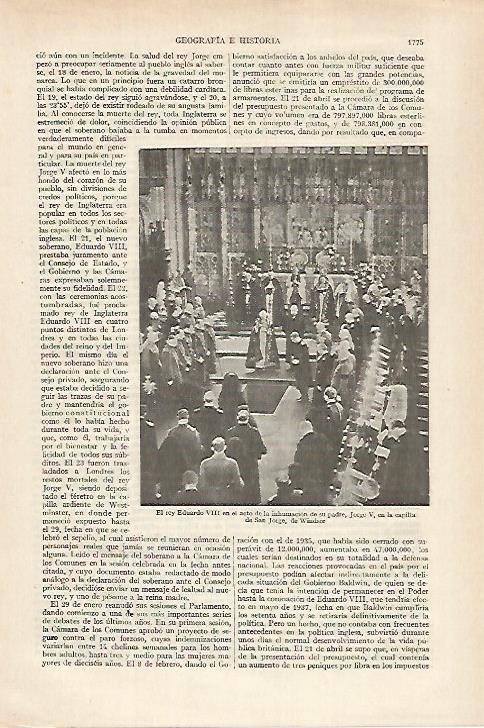 LAMINA ESPASA 27321: El rey Eduardo VIII en el entierro de Jorge V