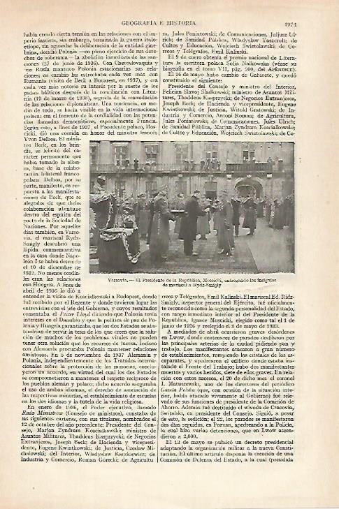 LAMINA ESPASA 27343: El presidente Moscicki de Polonia