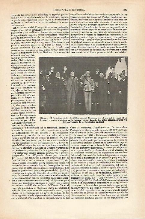 LAMINA ESPASA 27345: El general Carmona en Lisboa