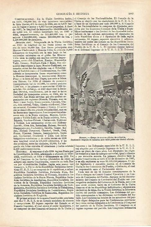 LAMINA ESPASA 27349: Pilotos de aviacion en Moscu