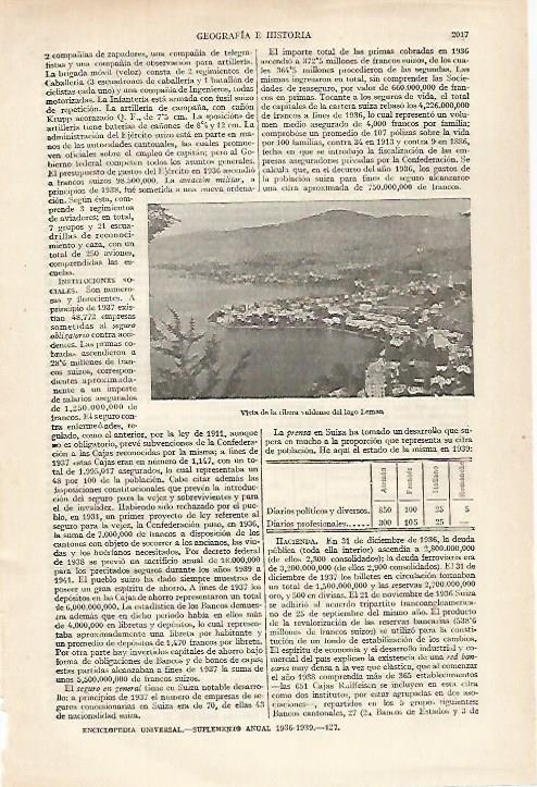LAMINA ESPASA 27353: Vista del Lago Leman